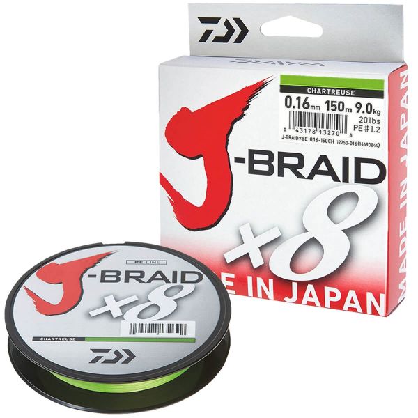 Daiwa J-Braid x8 Braid Line 150 Metre Spool Chartreuse