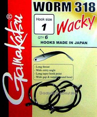 7 Per pack 2680 Gamakatsu Worm 318 Wacky Hook Size 1 